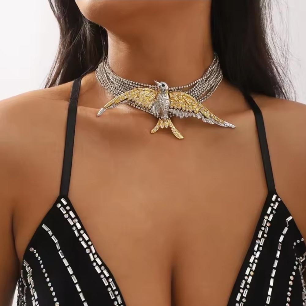 Silver and Gold Bird Necklace